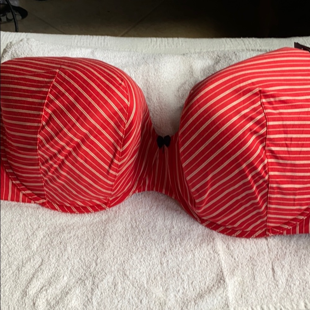 Cacique red/white striped bra
